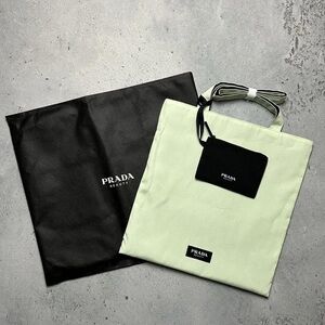 Prada Mint Green Tote with Black Pouch